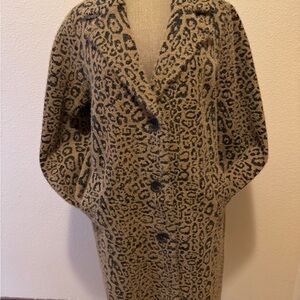 Vince Camuto Tan and Black Leopard Teddy Jacket